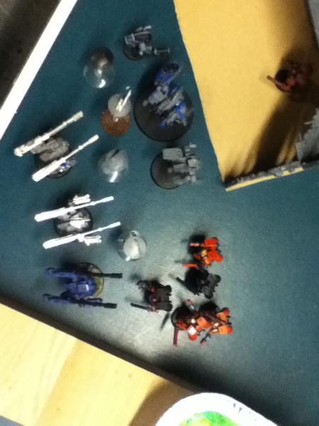 The remaining marines from my first Red Thirst squad move to assault the Broadsides.