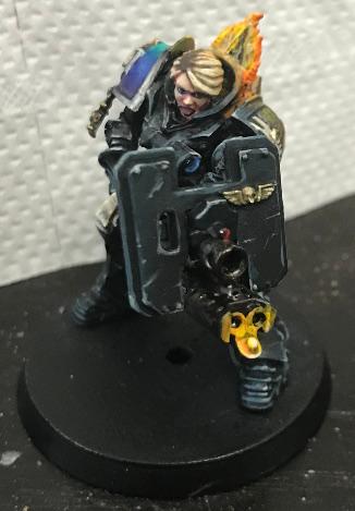 I need some advice on edge highlights! I'm painting my first model with a  color scheme I like. The base blue is Dark Reaper, what color should I use  next as a