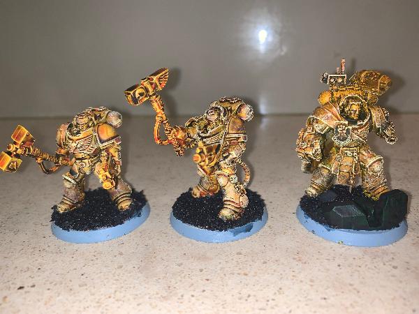[Thumb - Imperial Fist Heavy Intercessors with Lightning Claws and Thunder hammers progress pic 07.JPG]