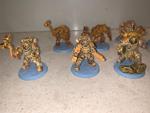 [Thumb - Imperial Fist Heavy Intercessors with Lightning Claws and Thunder hammers progress pic 04.JPG]