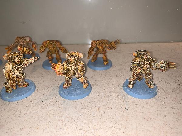 [Thumb - Imperial Fist Heavy Intercessors with Lightning Claws and Thunder hammers progress pic 03.JPG]