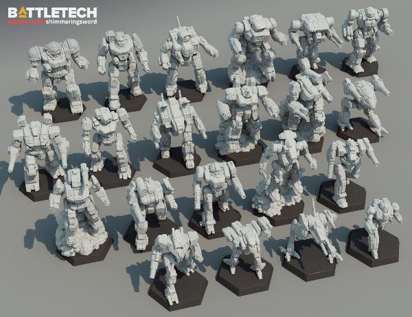 Battletech Miniatures TRO 3050 Inner Sphere Mechs MWO Style 3D